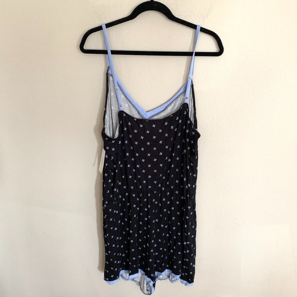NWT! Alfani Ultra Soft Contrast Trim Pajama Romper - Picture 4 of 4